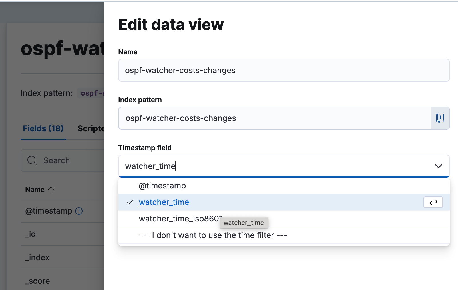Kibana data view