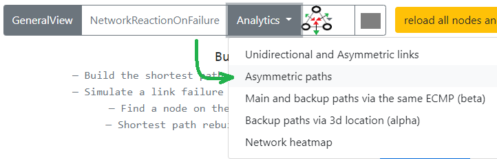 Analytics menu — asymmetric paths